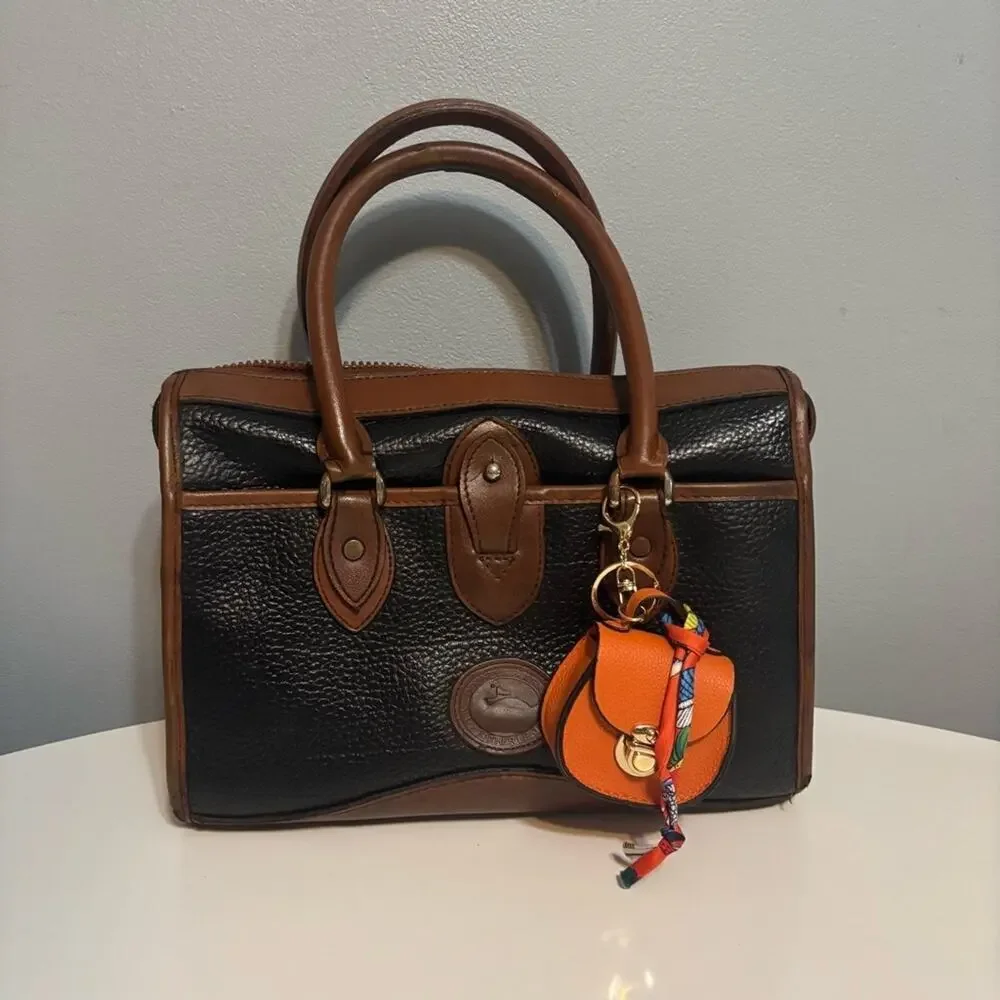 Bag Keychain Bag Charm Change Pouch Coin Purse Push Lock Clasp Orange Feminine